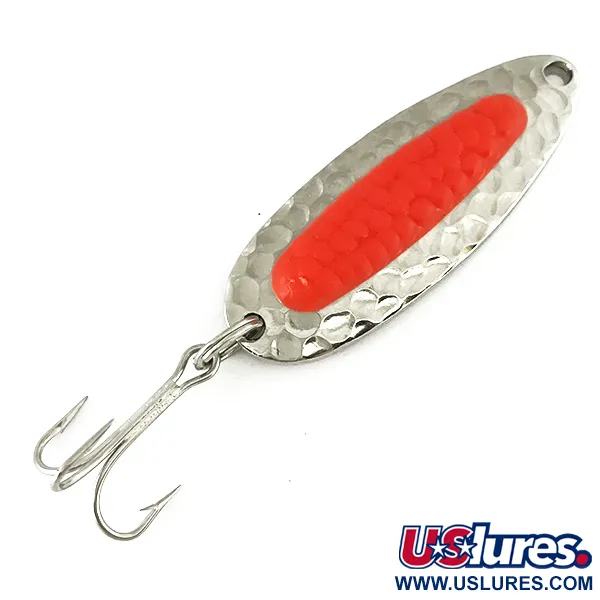 Vintage   Blue Fox Pixee UV, 1/4oz Hammered Nickel / Orange fishing spoon #7124