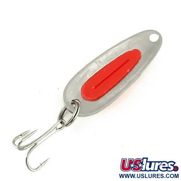 Vintage   Blue Fox Pixee UV, 3/16oz Hammered Nickel / Red fishing spoon #7125