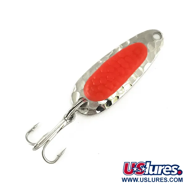 Vintage   Blue Fox Pixee UV, 3/16oz Hammered Nickel / Red fishing spoon #7125