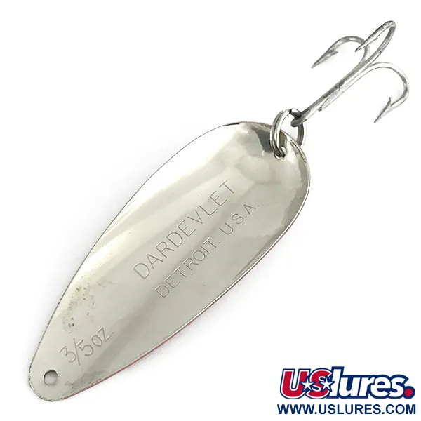 Vintage  Eppinger Dardevle Dardevlet , 3/4oz Red / White / Nickel fishing spoon #7135
