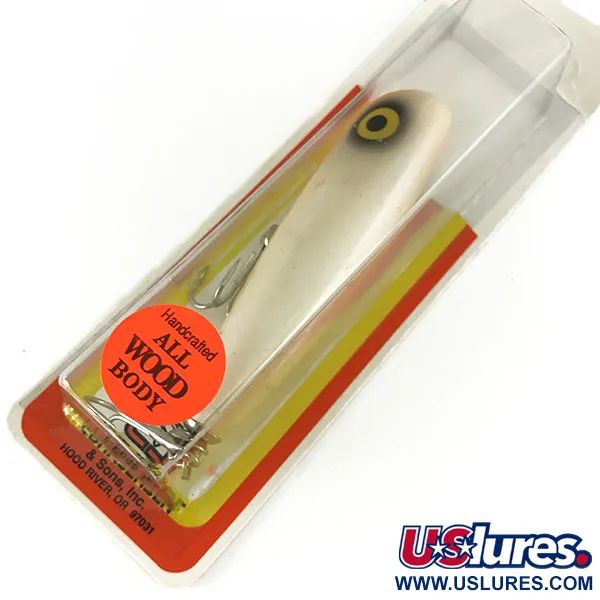   Luhr Jensen P.J.POP Wooden Hand-made lure, 3/5oz Pearl / Red fishing lure #7158
