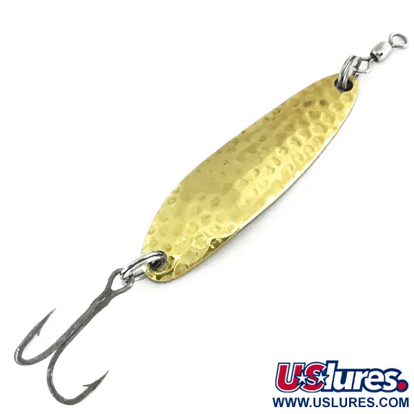 Vintage  Luhr Jensen Krocodile Die #3, 1/3oz Hammered Gold fishing spoon #7171