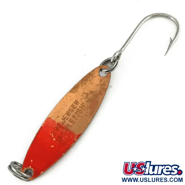 Vintage  Luhr Jensen Needlefish 1 UV, 1/16oz Copper / Red UV Glow in UV light, Fluorescent fishing spoon #7185