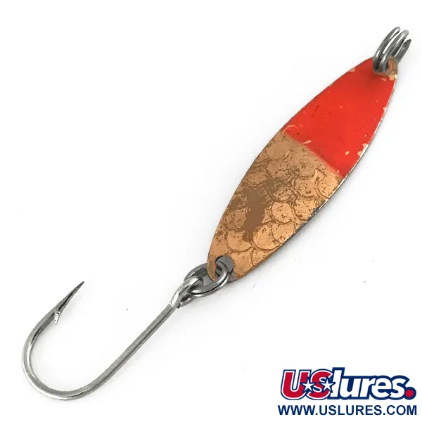 Vintage  Luhr Jensen Needlefish 1 UV, 1/16oz Copper / Red UV Glow in UV light, Fluorescent fishing spoon #7185