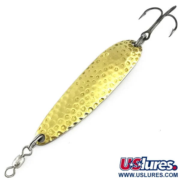 Vintage  Luhr Jensen Krocodile Die #4, 1/2oz Hammered Gold fishing spoon #7193