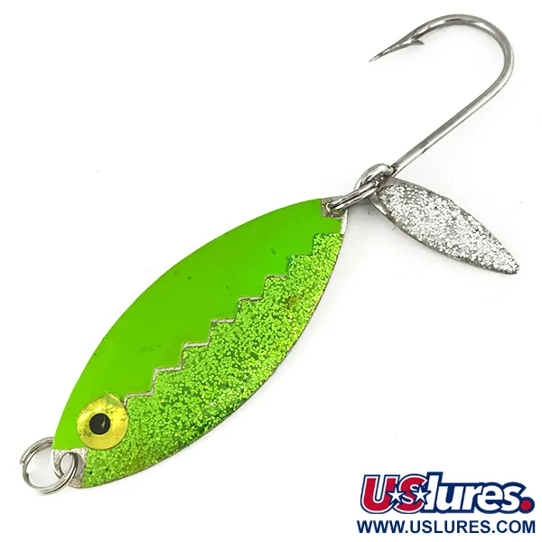 Vintage  Flashy Fish Lures Flashy Fish, 3/16oz Green / Nickel fishing spoon #7201