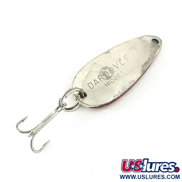 Vintage  Eppinger Dardevle Midget, 3/16oz Red / White / Nickel fishing spoon #7213