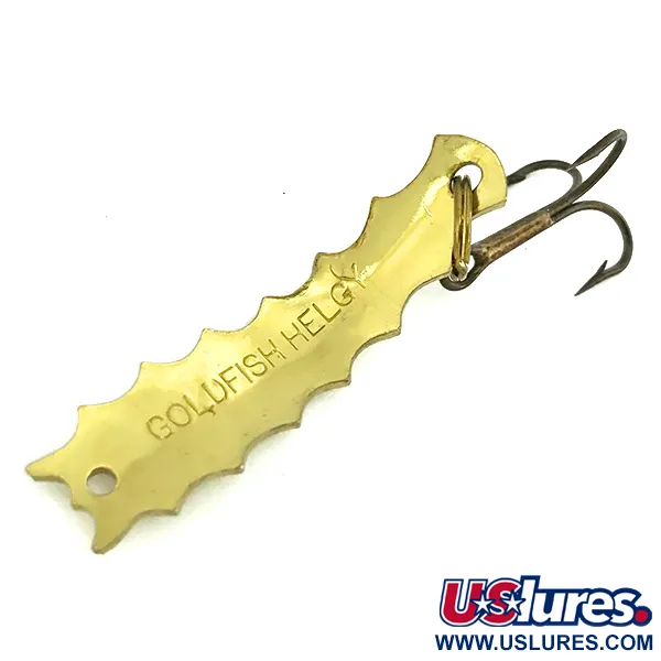 Vintage  Al's gold fish Goldfish Helgy, 3/16oz Gold / Red Eyes fishing spoon #7244