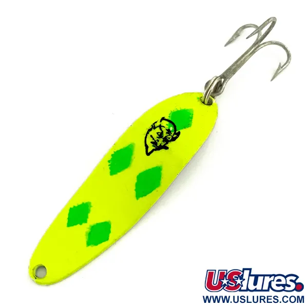 Vintage  Eppinger Dardevle Cop-E-Cat 7300 UV, 1/3oz Yellow / Green fishing spoon #7282