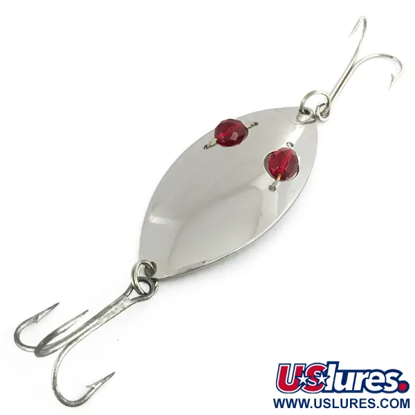 Vintage  Eppinger Red Eye Wiggler, 1oz Nickel / Red fishing spoon #7334