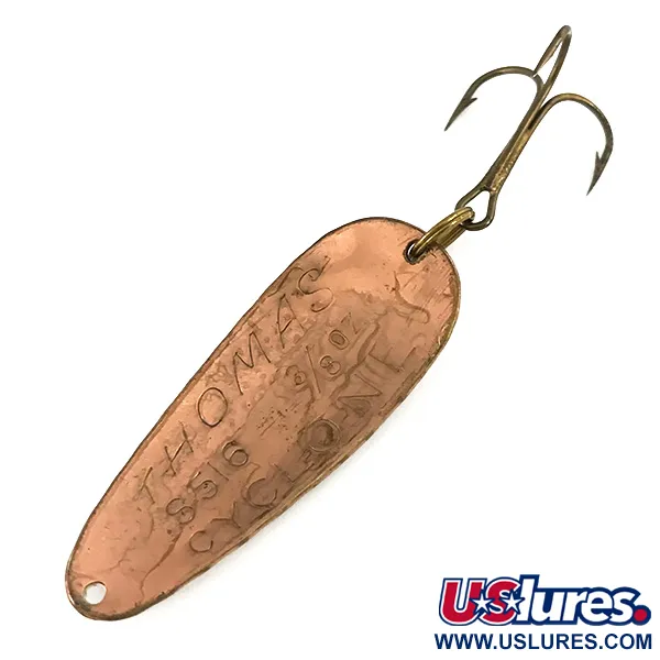 Vintage   Thomas Syclone, 1/3oz Hammered Copper fishing spoon #7342