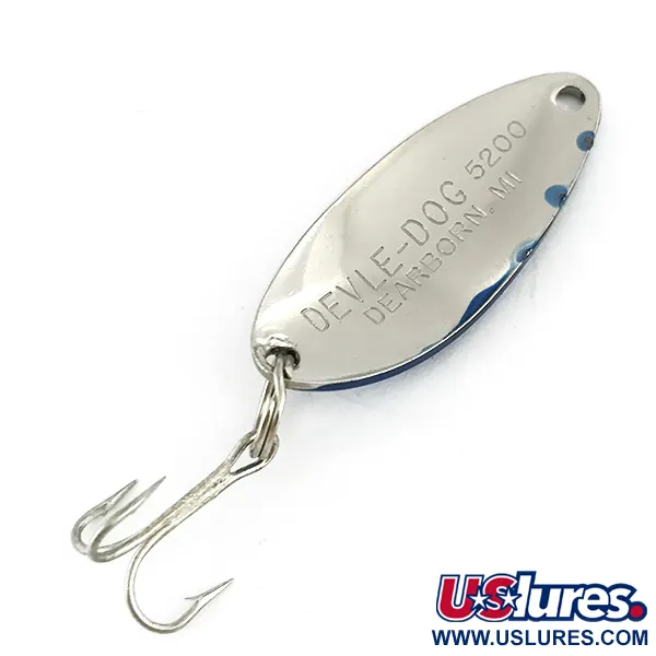 Vintage  Eppinger Dardevle Devle Dog 5200, 1/4oz Nickel / Blue fishing spoon #7344