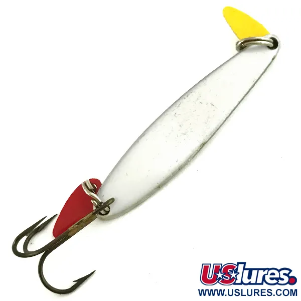 Vintage   Bay de Noc Swedish pimple, 1/4oz White Pearl fishing spoon #7407