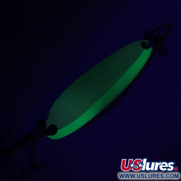  Luhr Jensen Krocodile Die #3 Glow,  White / Green fishing spoon #7410