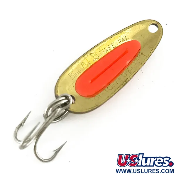 Vintage   Blue Fox Pixee UV, 3/16oz Hammered Gold / Pink fishing spoon #7420