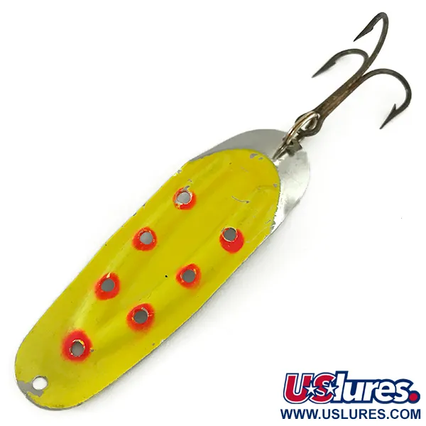 Vintage  Rustowicz Charger №3 UV, 2/5oz Yellow / Red / Nickel fishing spoon #7432