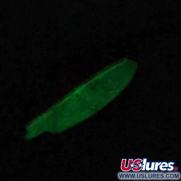 Vintage  TODDCO Main liner Glow UV, 2/5oz Red / White / Nickel Glow in Dark, UV Fluorescent fishing spoon #7451