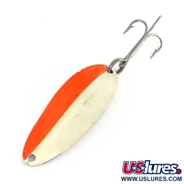 Vintage  TODDCO Main liner Glow UV, 2/5oz Red / White / Nickel Glow in Dark, UV Fluorescent fishing spoon #7451