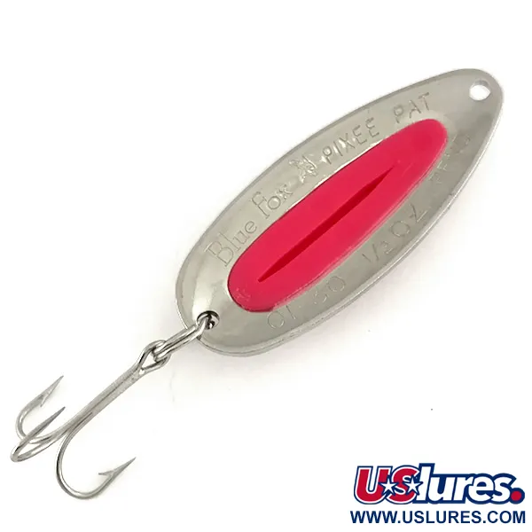 Vintage   Blue Fox Pixee UV, 1/2oz Hammered Nickel / Pink fishing spoon #7466