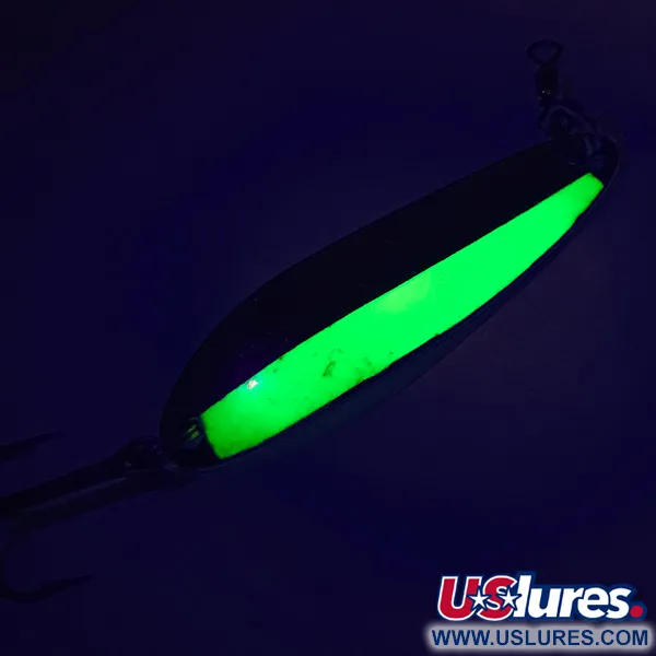 Vintage  Luhr Jensen Krocodile Die #3 UV, 1/3oz Nickel / Chartreuse fishing spoon #7483