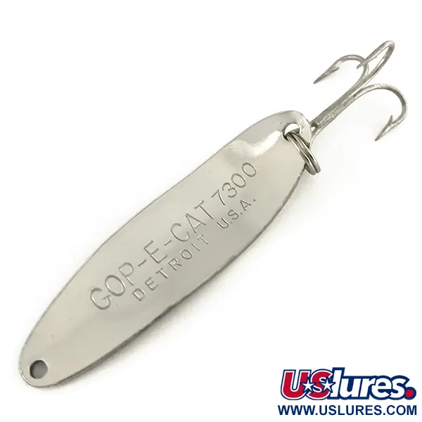 Vintage  Eppinger Dardevle Cop-E-Cat 7300, 1/3oz Nickel / Green fishing spoon #7487