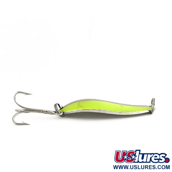 Vintage  Seneca Little Cleo (Hula Girl) UV, 3/4oz Nickel / Green fishing spoon #7504