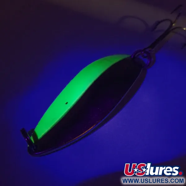 Vintage  Seneca Little Cleo (Hula Girl) UV, 3/4oz Nickel / Green fishing spoon #7504