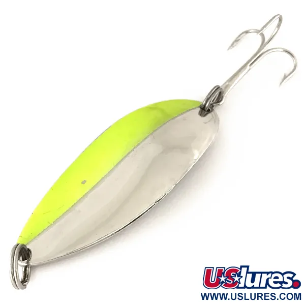 Vintage  Seneca Little Cleo (Hula Girl) UV, 3/4oz Nickel / Green fishing spoon #7504