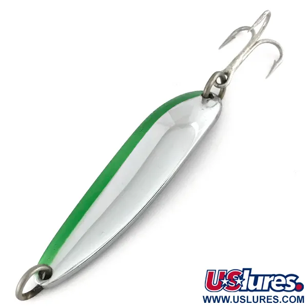 Vintage  Luhr Jensen Krocodile Die #4, 2/3oz Nickel / Green fishing spoon #7517