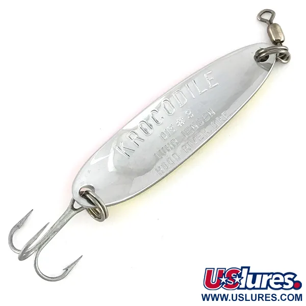 Vintage  Luhr Jensen Krocodile Die #3 UV, 1/2oz Yellow / Red / Black / Nickel fishing spoon #7523
