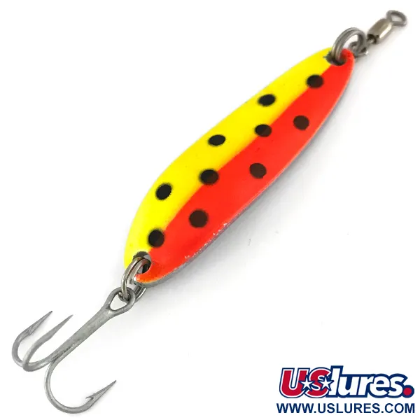 Vintage  Luhr Jensen Krocodile Die #3 UV, 1/2oz Yellow / Red / Black / Nickel fishing spoon #7523