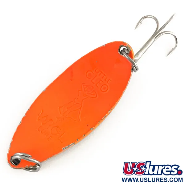 Vintage  Seneca Little Cleo (Hula Girl), 2/3oz Nickel / Orange fishing spoon #7540