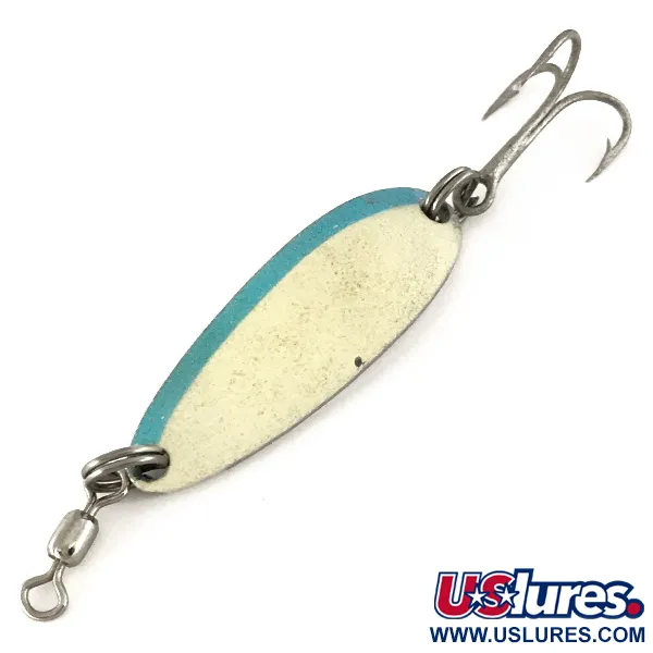 Vintage  Luhr Jensen Krocodile, 1/3oz White / Blue / Nickel fishing spoon #7543