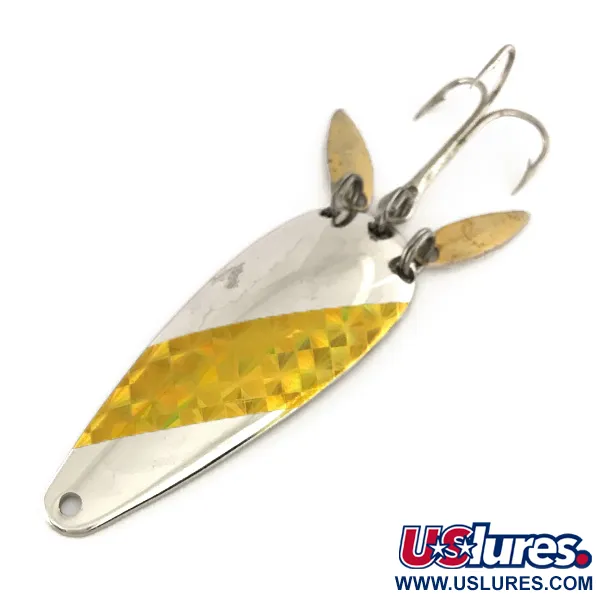 Vintage   Marathon (with sonic blades), 2/5oz Nickel / Gold fishing spoon #7546