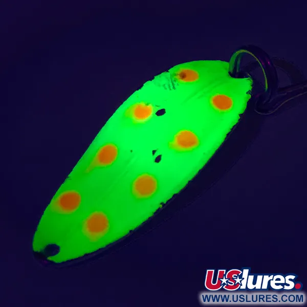 Vintage  TODDCO Main liner UV, 2/5oz Yellow / Red / Nickel fishing spoon #7555