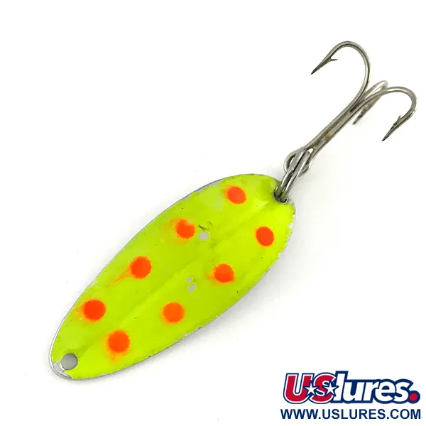 Vintage  TODDCO Main liner UV, 2/5oz Yellow / Red / Nickel fishing spoon #7555