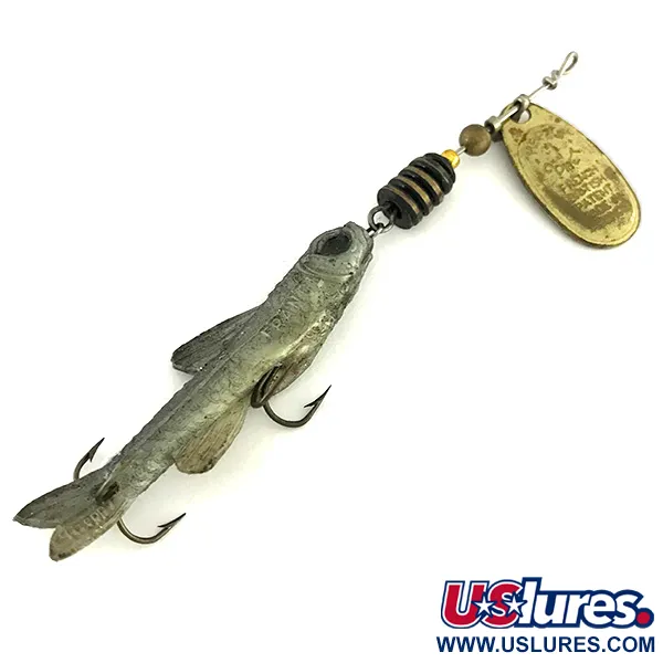 Vintage   Vintage Mepps 1 Comet Mino (with soft bait) 1970s, 3/16oz Brass spinning lure #7561