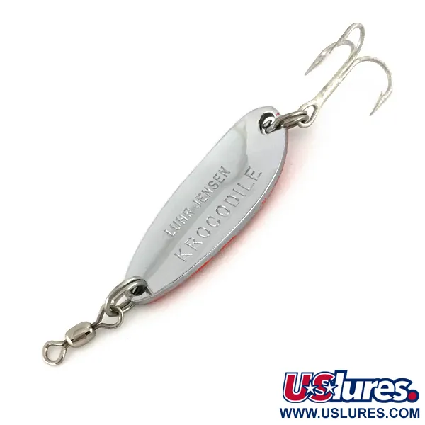  Luhr Jensen Krocodile UV, 1/3oz Nickel / Red fishing spoon #7587