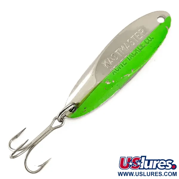 Vintage  Acme Kastmaster UV, 3/8oz Nickel / Green fishing spoon #7592