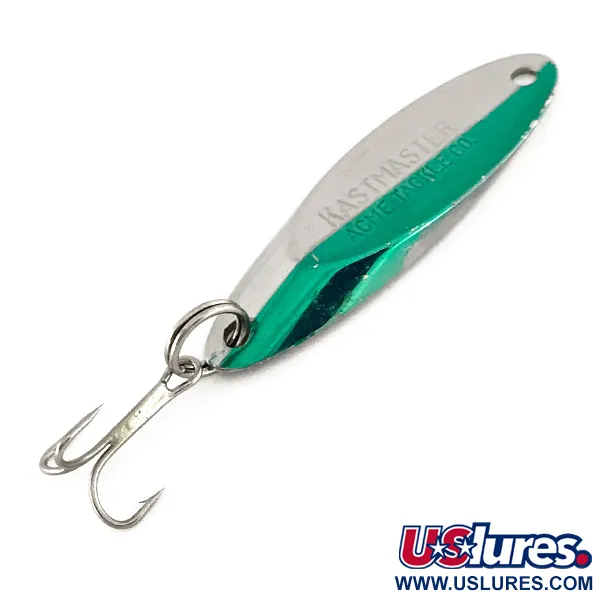 Vintage  Acme Kastmaster , 1/4oz Nickel / Green fishing spoon #7597