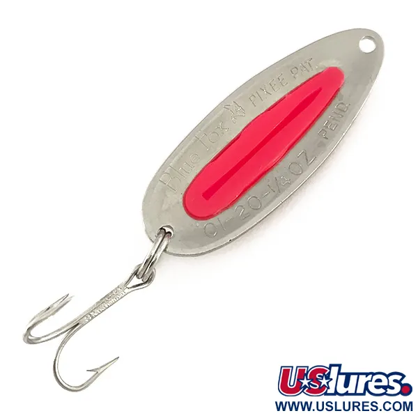 Vintage   Blue Fox Pixee UV, 1/4oz Hammered Nickel / Pink fishing spoon #7611