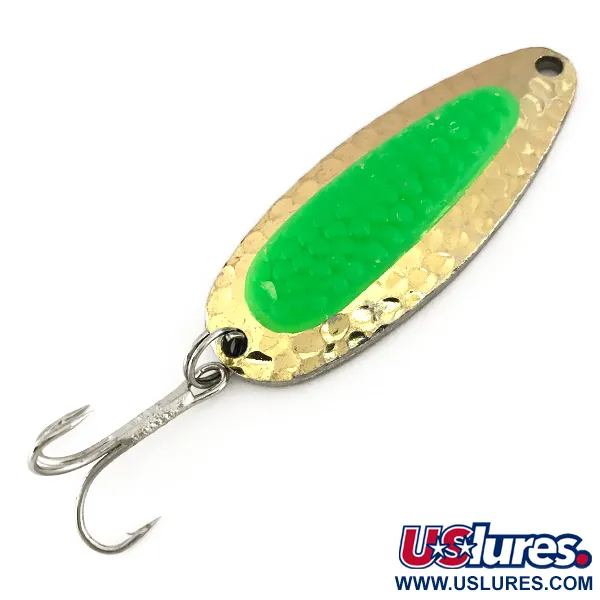 Vintage   Blue Fox Pixee UV, 1/2oz Gold / Green fishing spoon #7612