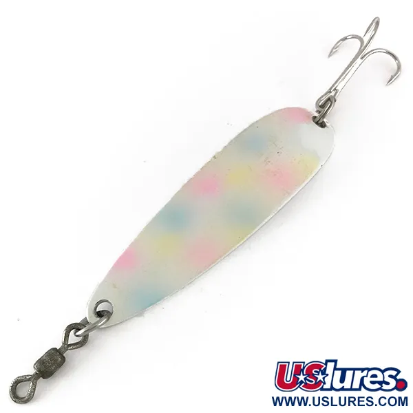 Vintage  Luhr Jensen Krocodile Die #5, 1oz Pearl fishing spoon #7632