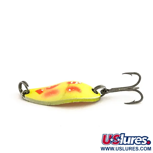 Vintage  Luhr Jensen Little Jewel UV, 3/16oz Yellow / Red fishing spoon #7637