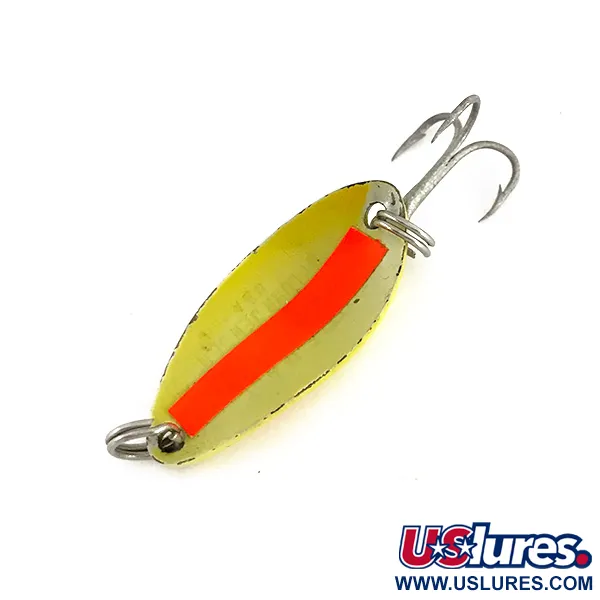 Vintage  Luhr Jensen Little Jewel UV, 3/16oz Yellow / Red fishing spoon #7637