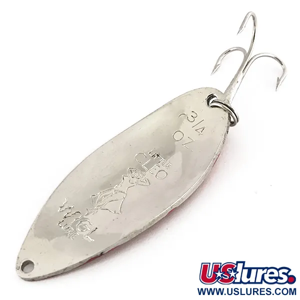 Vintage  Seneca Little Cleo (Hula Girl), 3/4oz Nickel / Red fishing spoon #7653