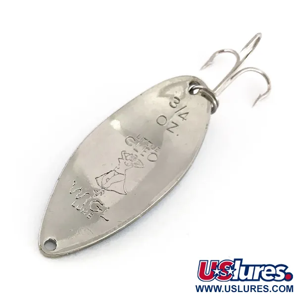 Vintage  Seneca Little Cleo (Hula Girl), 3/4oz Light Blue / Nickel fishing spoon #7657