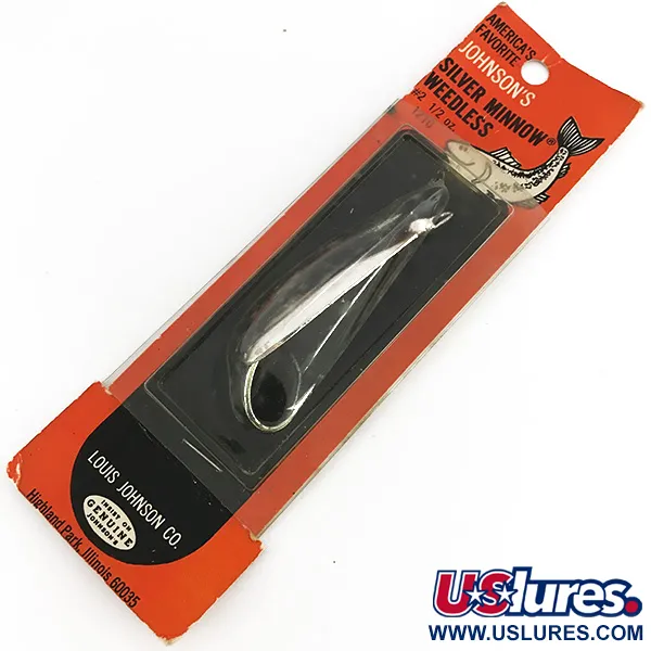   Weedless Johnson Silver Minnow, 1/2oz Silver fishing spoon #7679