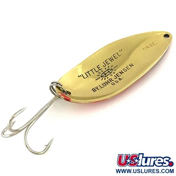 Vintage  Luhr Jensen Little Jewel, 3/4oz Gold / Red fishing spoon #7682