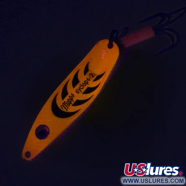 Vintage   Mepps Syclops 2, 3/5oz Fluorescent Orange fishing spoon #7695